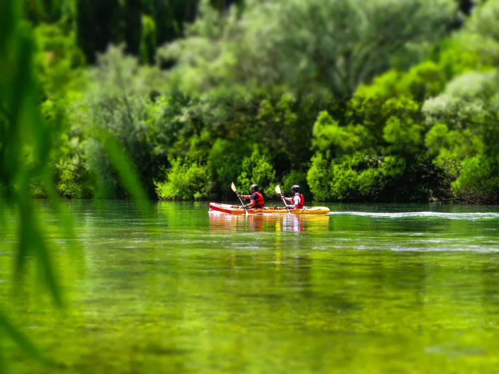 Canoeing group on the lake