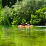 Canoeing group on the lake