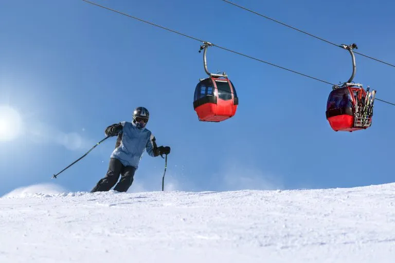 Skiing on snowy zagreb hill